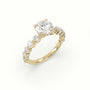 Round Diamond Side Stone Engagement Ring — Yellow Gold