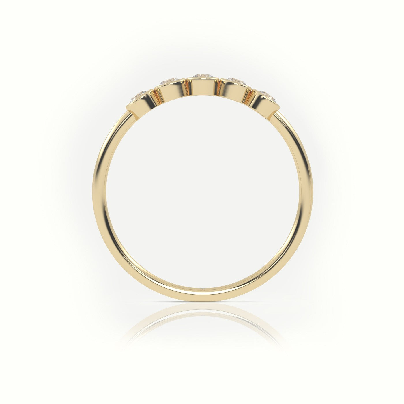 Round Cut Diamond Bezel Setting Designer Ring — Yellow Gold
