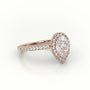 Pear Cut Diamond Halo Pave Setting Engagement Ring — Rose Gold