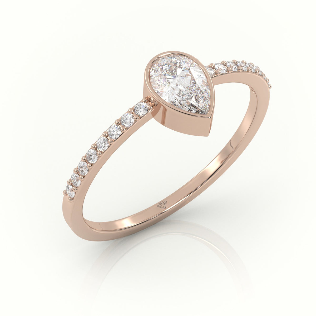 Pear Cut Diamond Channel Setting Engagement Ring — Rose Gold