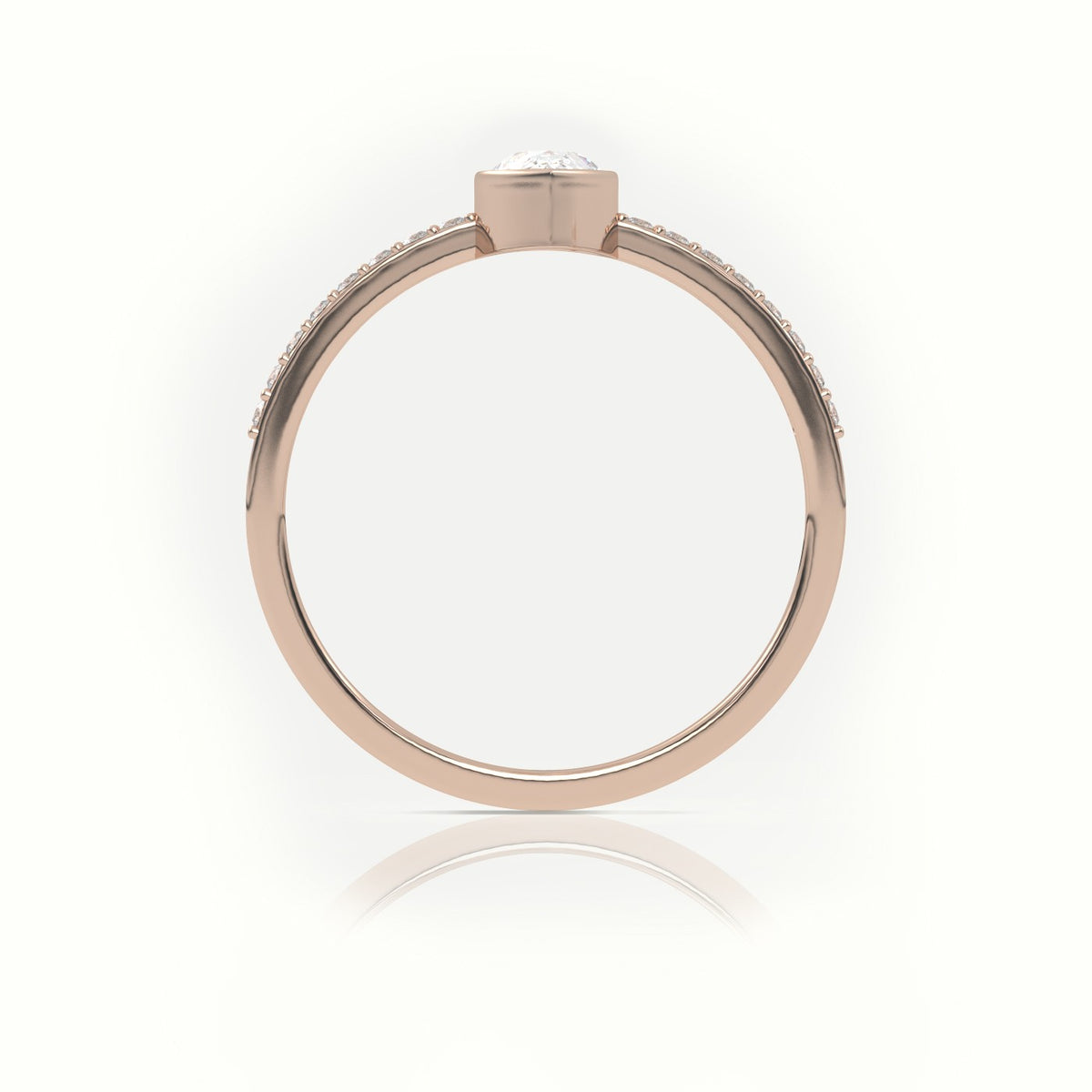 Pear Cut Diamond Channel Setting Engagement Ring — Rose Gold