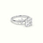 Asscher Diamond Side Stone Engagement Ring — White Gold