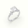 Asscher Diamond Side Stone Engagement Ring — White Gold