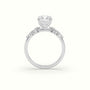 Asscher Diamond Side Stone Engagement Ring — White Gold