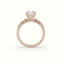 Asscher Diamond Side Stone Engagement Ring — Rose Gold