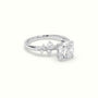 Cushion Diamond Side Stone Engagement Ring — White Gold