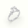 Cushion Diamond Side Stone Engagement Ring — White Gold