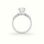 Cushion Diamond Side Stone Engagement Ring — White Gold