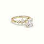Cushion Diamond Side Stone Engagement Ring — Yellow Gold