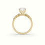 Cushion Diamond Side Stone Engagement Ring — Yellow Gold