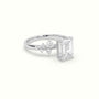 Emerald Diamond Side Stone Engagement Ring — White Gold