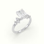 Emerald Diamond Side Stone Engagement Ring — White Gold