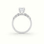 Emerald Diamond Side Stone Engagement Ring — White Gold