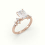 Emerald Diamond Side Stone Engagement Ring — Rose Gold