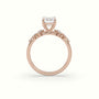 Emerald Diamond Side Stone Engagement Ring — Rose Gold