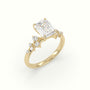Emerald Diamond Side Stone Engagement Ring — Yellow Gold