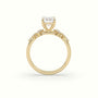 Emerald Diamond Side Stone Engagement Ring — Yellow Gold