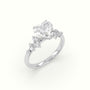 Heart Diamond Side Stone Engagement Ring — White Gold