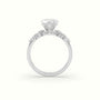 Heart Diamond Side Stone Engagement Ring — White Gold