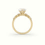 Heart Diamond Side Stone Engagement Ring — Yellow Gold