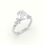 Oval Diamond Side Stone Engagement Ring — White Gold