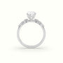 Oval Diamond Side Stone Engagement Ring — White Gold