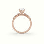 Oval Diamond Side Stone Engagement Ring — Rose Gold