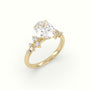 Oval Diamond Side Stone Engagement Ring — Yellow Gold