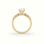 Oval Diamond Side Stone Engagement Ring — Yellow Gold