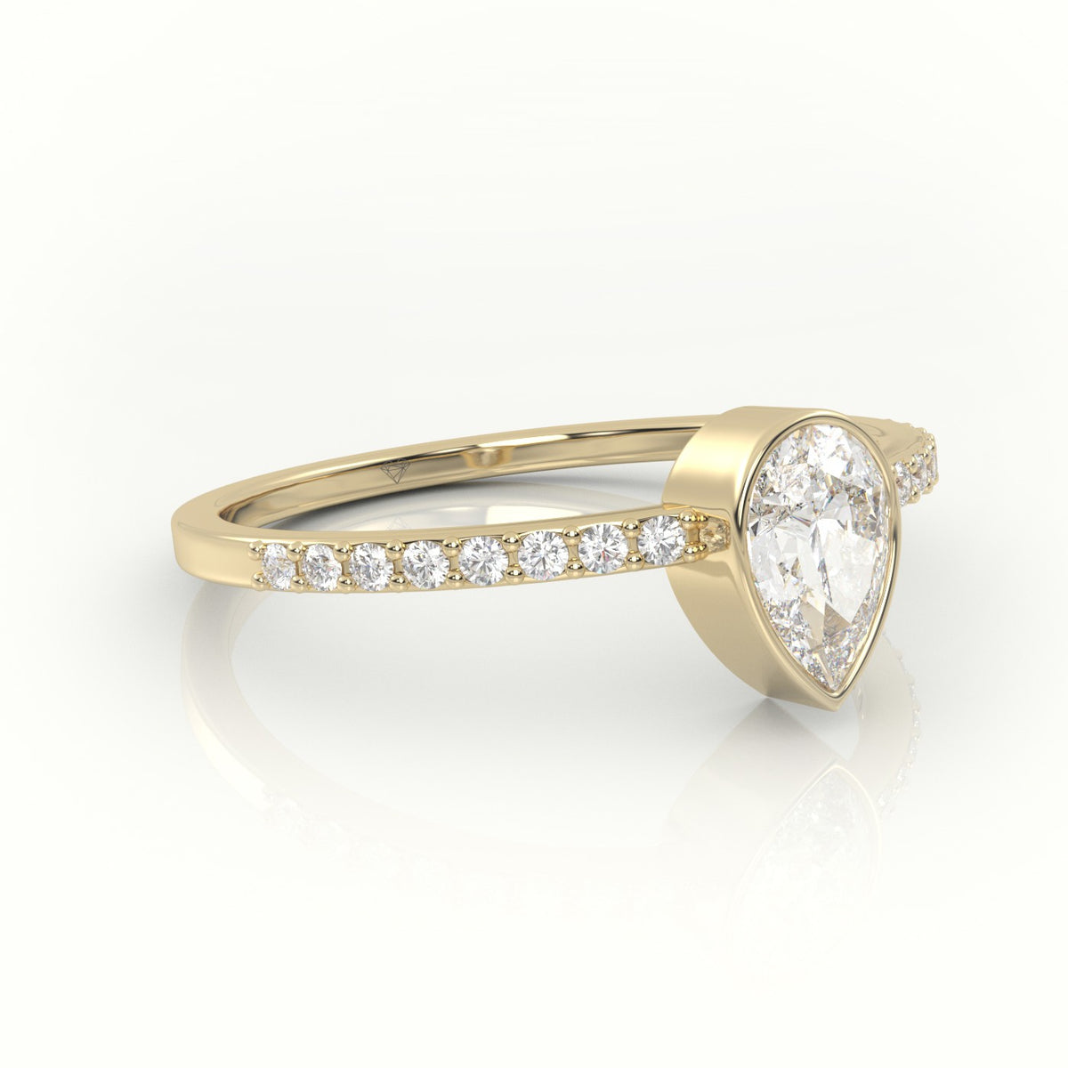 Pear Cut Diamond Channel Setting Engagement Ring — Yellow Gold