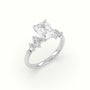 Radiant Diamond Side Stone Engagement Ring — White Gold
