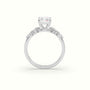 Radiant Diamond Side Stone Engagement Ring — White Gold