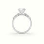 Round Diamond Side Stone Engagement Ring — White Gold