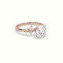 Round Diamond Side Stone Engagement Ring — Rose Gold