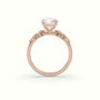 Round Diamond Side Stone Engagement Ring — Rose Gold