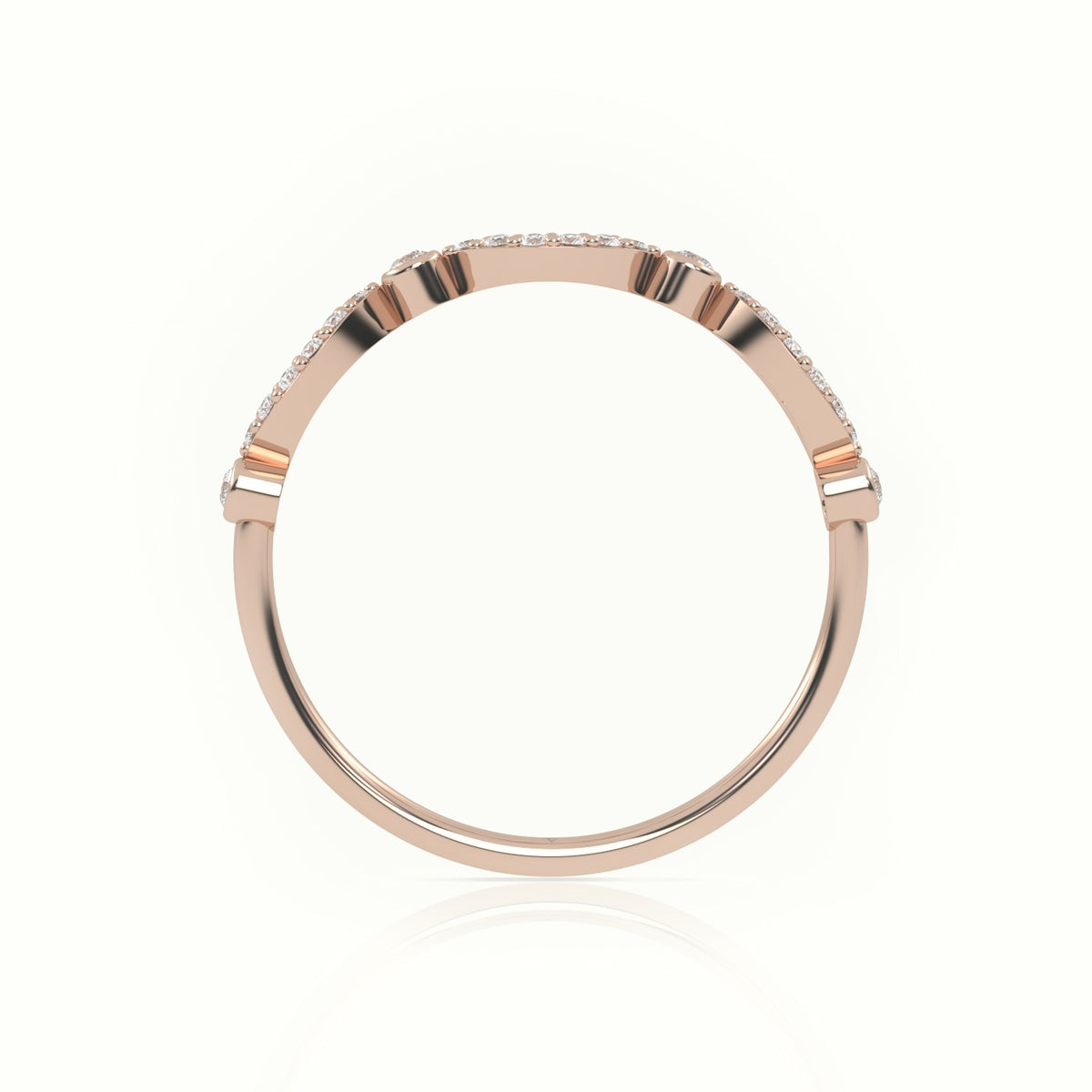 Round Cut Diamond Infinity Bezel Set Designer Ring — Rose Gold