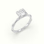 Asscher Diamond Side Stone Engagement Ring — White Gold