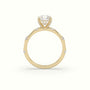 Asscher Diamond Side Stone Engagement Ring — Yellow Gold