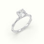 Cushion Diamond Side Stone Engagement Ring — White Gold