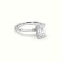 Emerald Diamond Side Stone Engagement Ring — White Gold