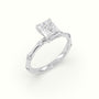 Emerald Diamond Side Stone Engagement Ring — White Gold