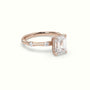 Emerald Diamond Side Stone Engagement Ring — Rose Gold