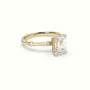 Emerald Diamond Side Stone Engagement Ring — Yellow Gold
