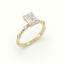 Emerald Diamond Side Stone Engagement Ring — Yellow Gold