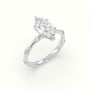 Marquise Diamond Side Stone Engagement Ring — White Gold