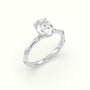 Oval Diamond Side Stone Engagement Ring — White Gold