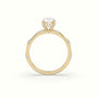Oval Diamond Side Stone Engagement Ring — Yellow Gold