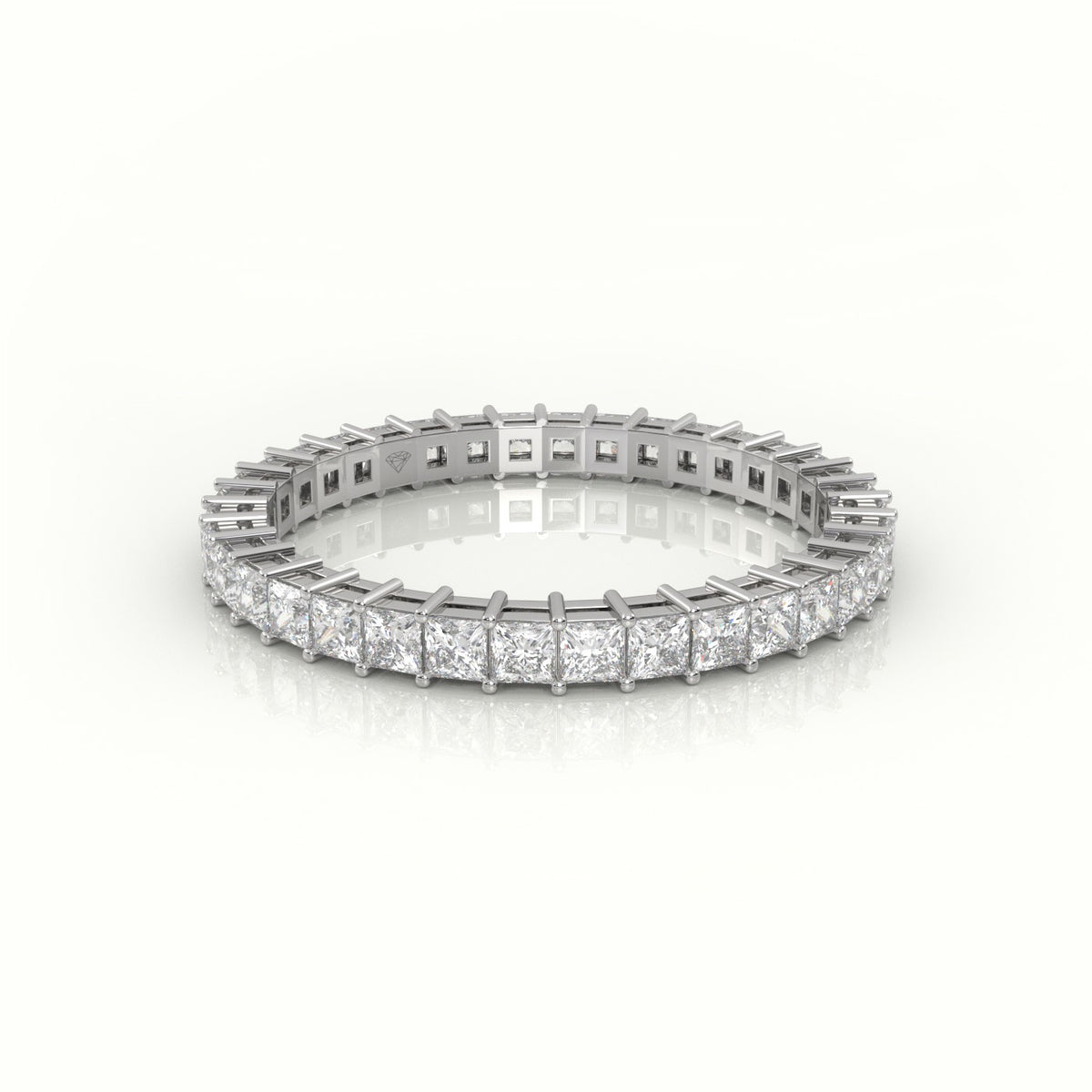 Princess Cut Diamond Bar Setting Eternity Wedding Band — White Gold