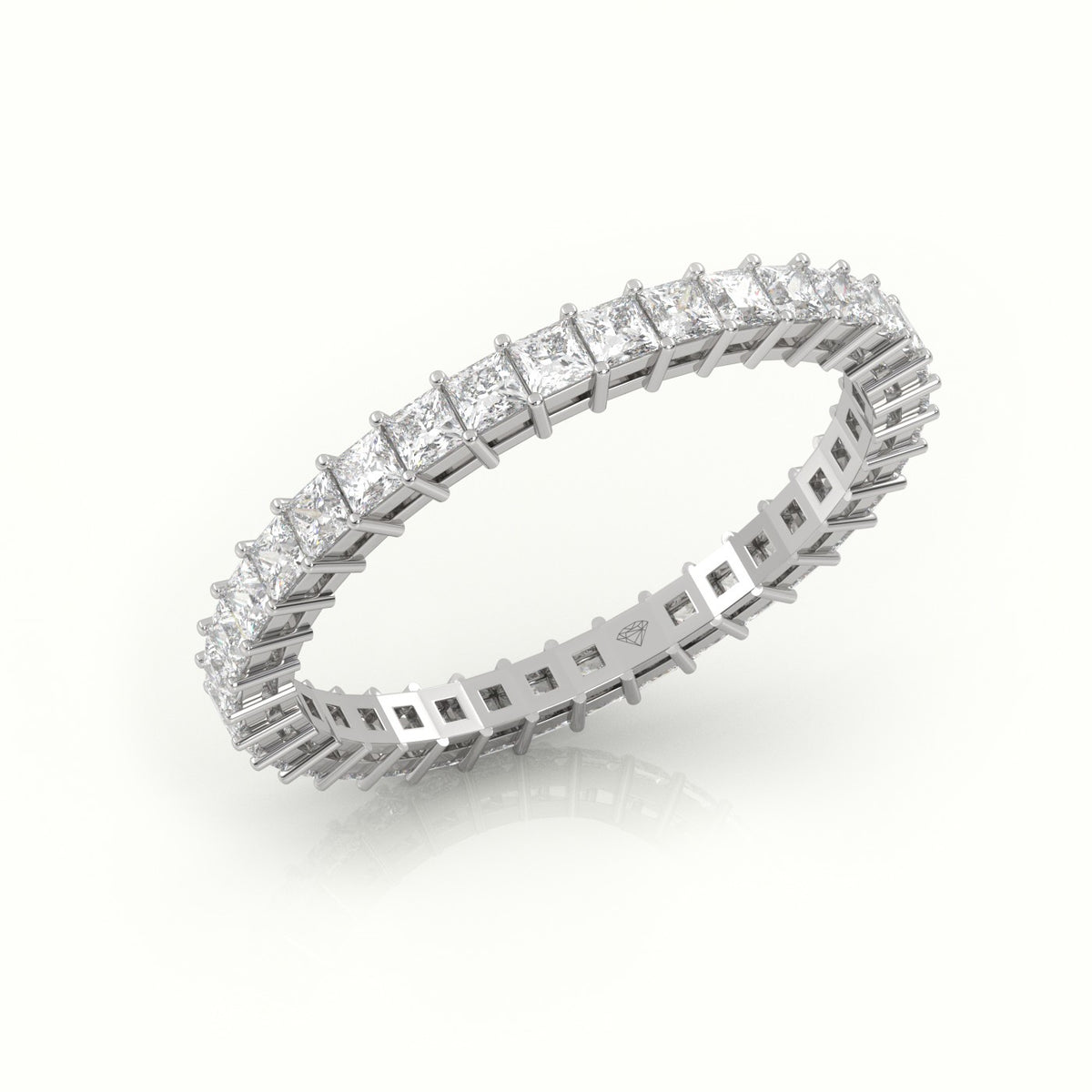Princess Cut Diamond Bar Setting Eternity Wedding Band — White Gold