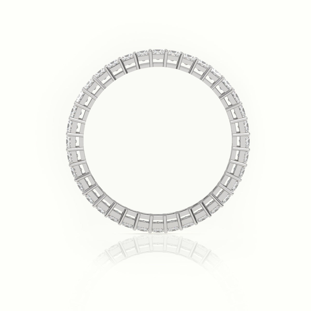 Princess Cut Diamond Bar Setting Eternity Wedding Band — White Gold